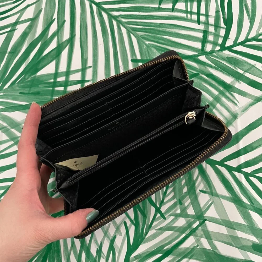 Kate Spade New York Bixby Place Neda Black Patent Leather Zip Around Wallet